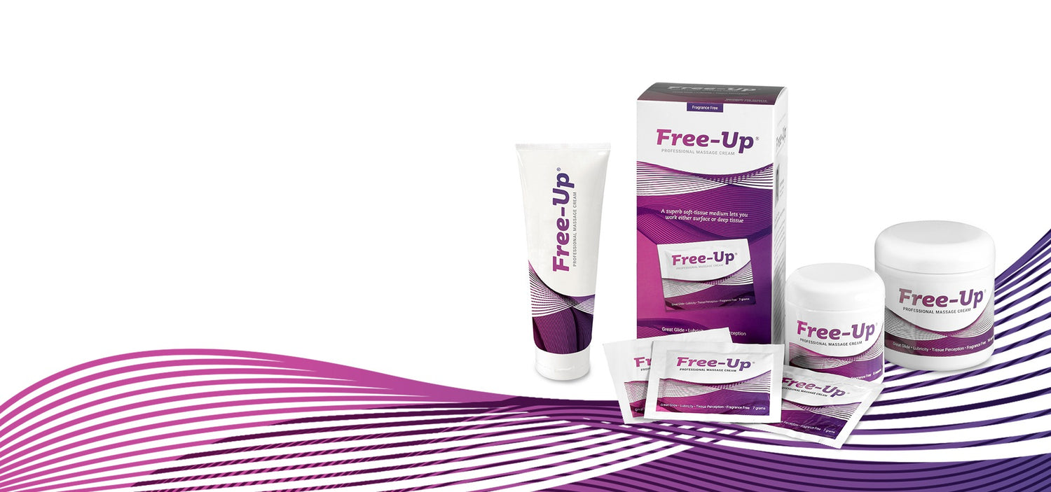 A new look for FreeUp Massage Cream. This image shows the different sizes of products. Shop Now
