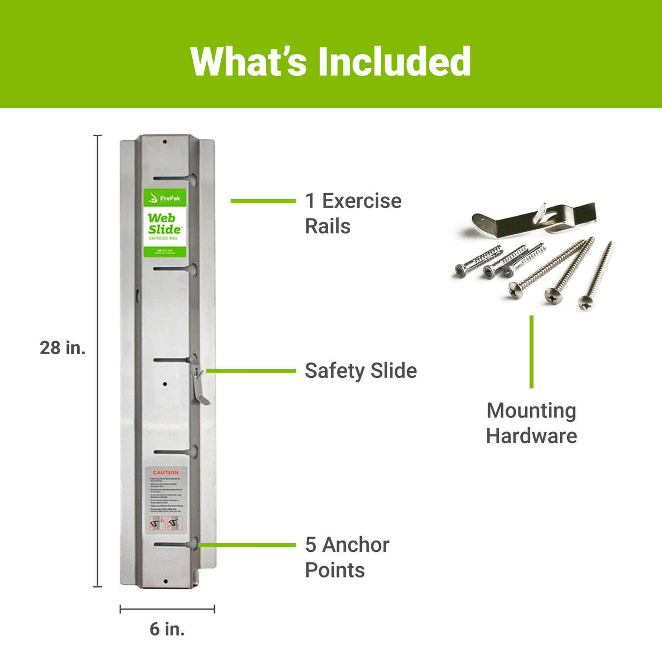  Slide® Exercise Rail Stainless Steel (3 Pack) Prepak Products®