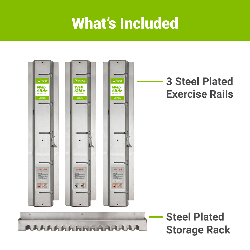 Web Slide System: 3 Rails, Storage Rack & Poster – Prepak Products®