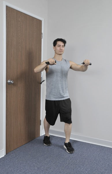 Person using door 3' Bilateral Triple Tube Exercise Kit - Intermediate
